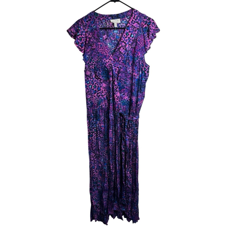 sofia jeans vergara womens purple blue wrap dress size large